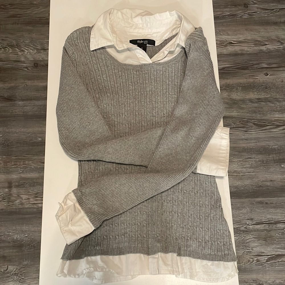 Sweater with built in collar